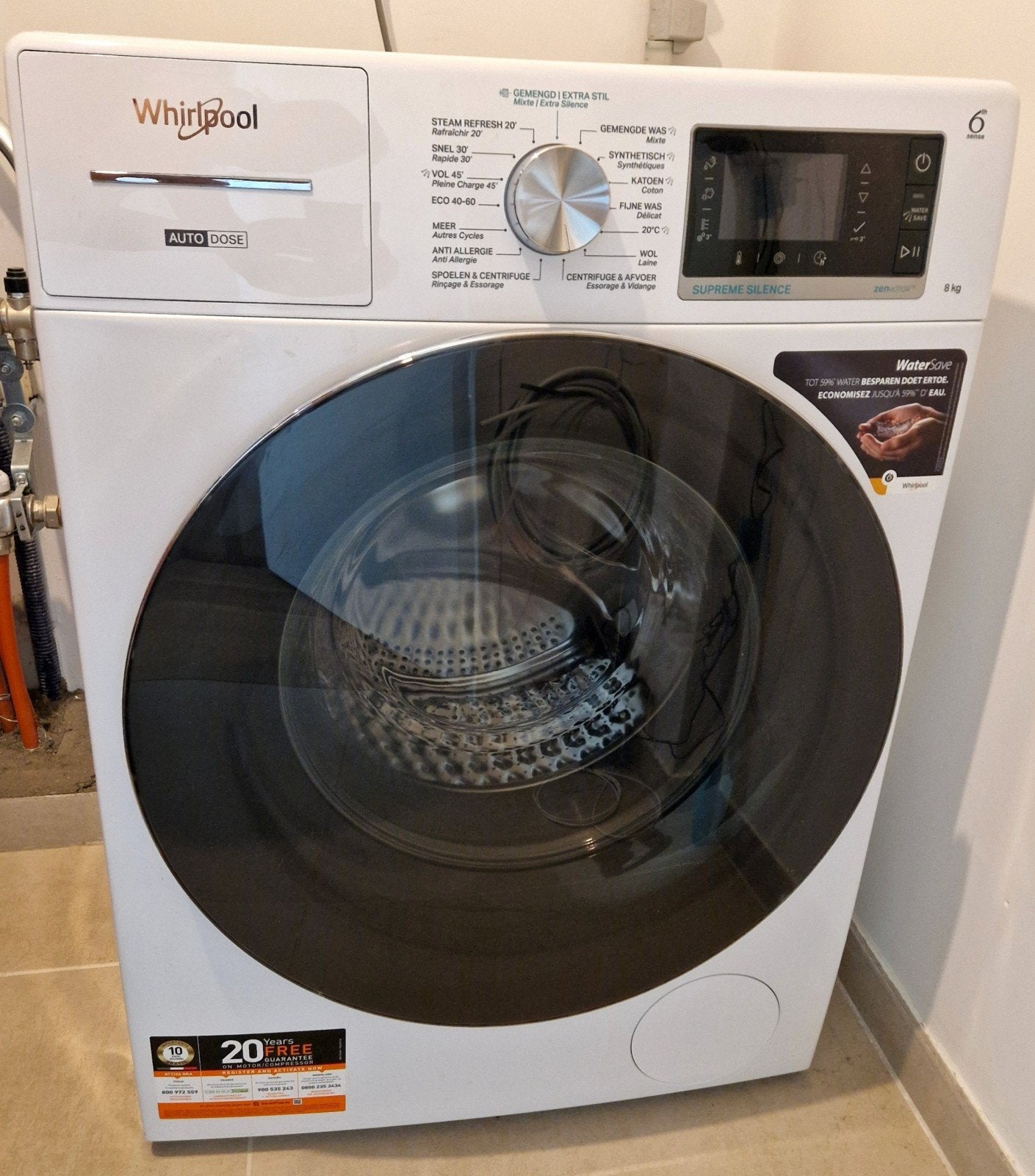 Whirlpool Washing Machine 6th sense - 8 kg, Electroménager, Enlèvement