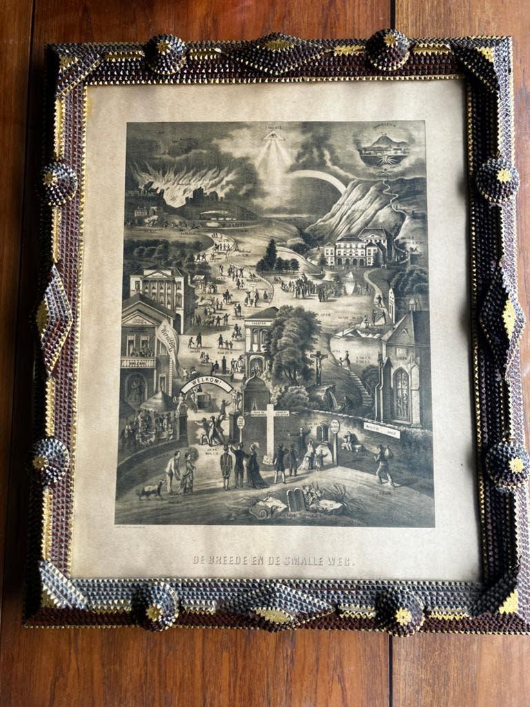 Tramp art frame De brede en de smalle weg 76 x 63 cm, Ophalen