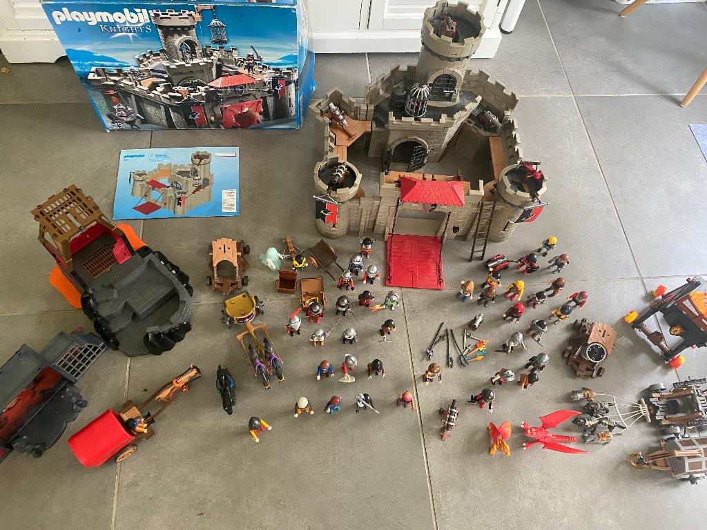Playmobil ridders met kasteel en extra’s, Enlèvement, Comme neuf, Ensemble complet