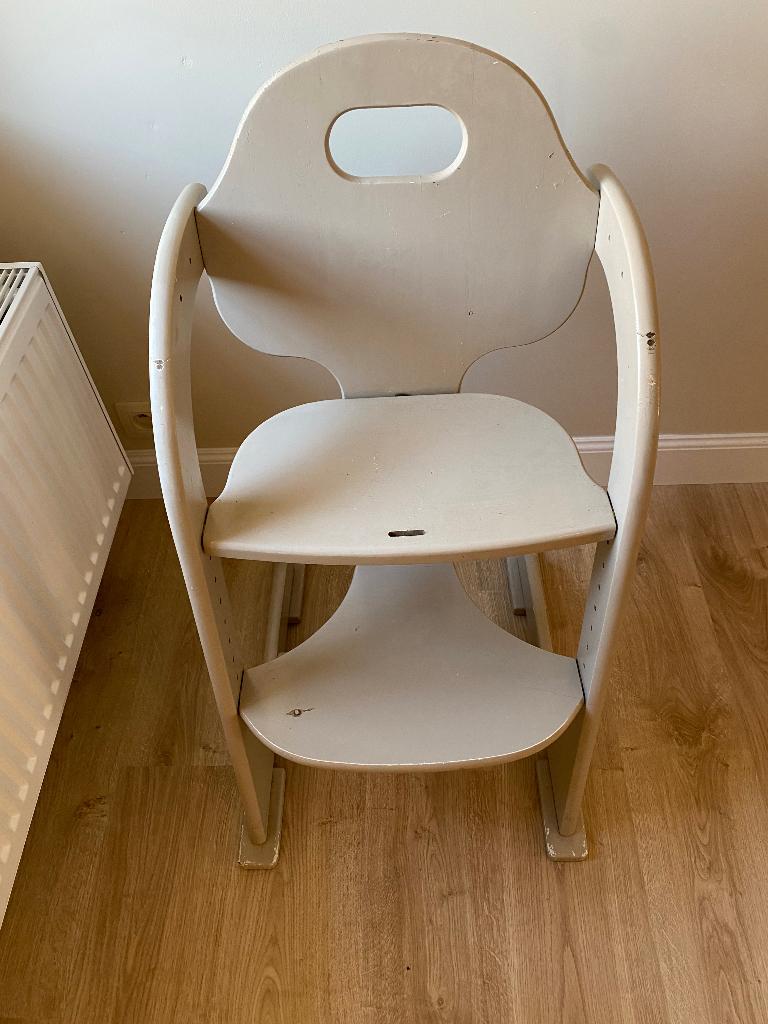 Meegroei kinderstoel hout - taupekleurig, Kinderen en Baby's, Ophalen, Gebruikt, Meegroeistoel