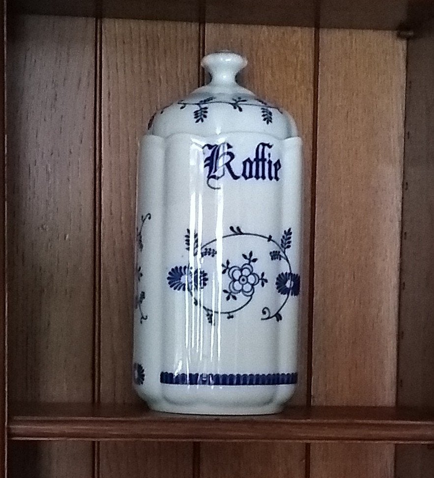 Vintage 5-delig porselein set voorraadpotten met deksel, Pot de stockage, Comme neuf, Enlèvement, Pierre/céramique