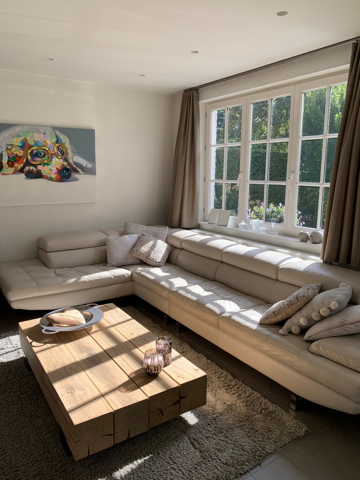 Canapé en cuir avec chaise longue., Maison & Meubles, Enlèvement, Comme neuf