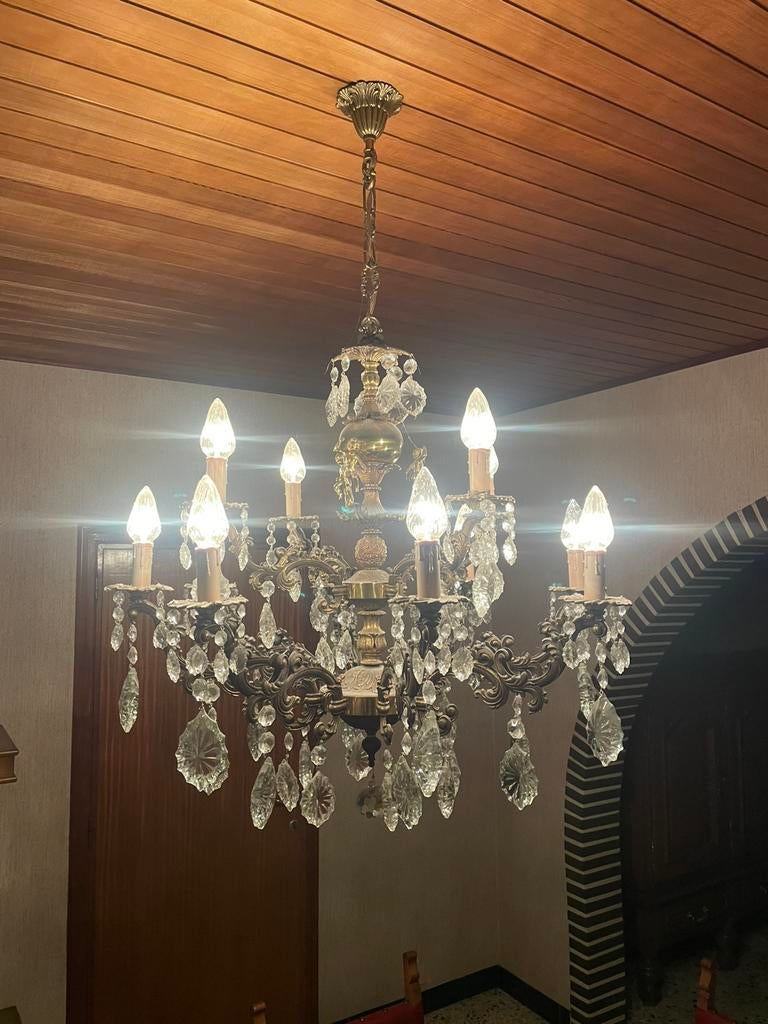 Antieke Kroonlucher brons/messing, Ophalen, Zo goed als nieuw