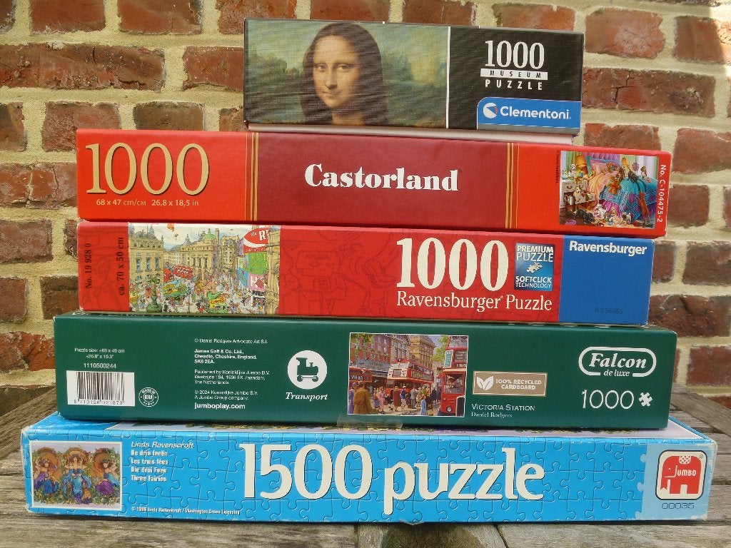 5 PUZZELS FALCON JUMBO CASTORLAND, Ophalen of Verzenden, 500 t/m 1500 stukjes, Zo goed als nieuw, Legpuzzel