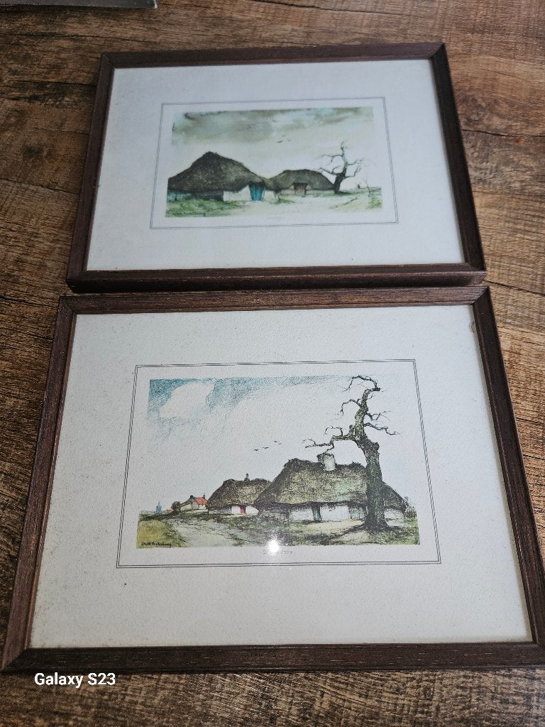 Lot de 2 gravures encadrées - Dirk Baksteen (De Kempen), Antiek en Kunst, Ophalen