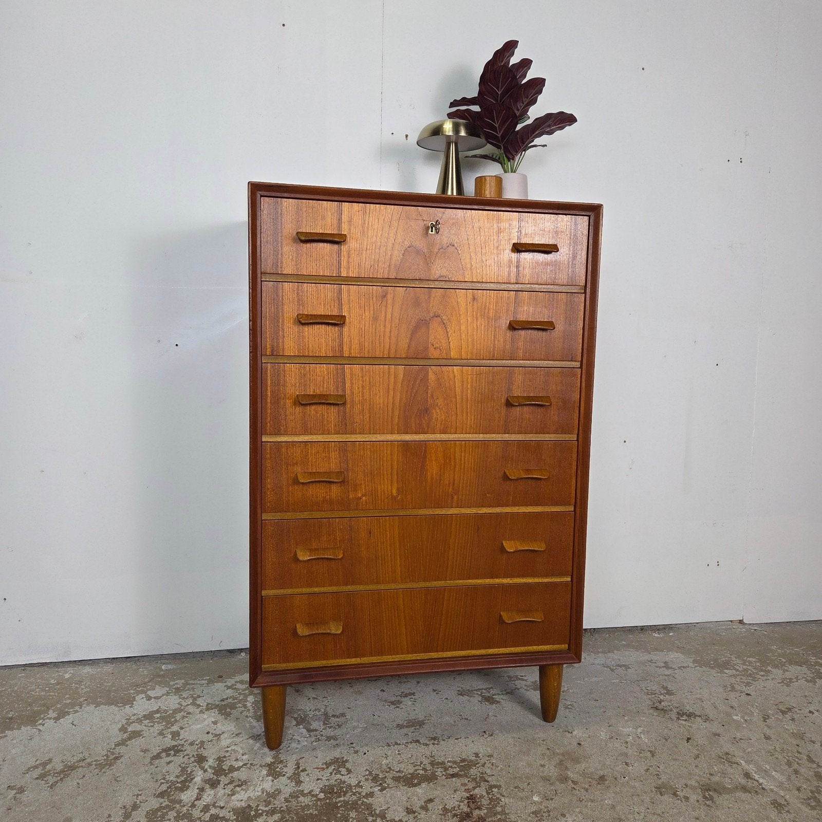 Commode danoise vintage, teck, 6 tiroirs, 1960, scandinave, Enlèvement, Comme neuf, Danish, commode, kommode ladenkast, chest of drawers, retro