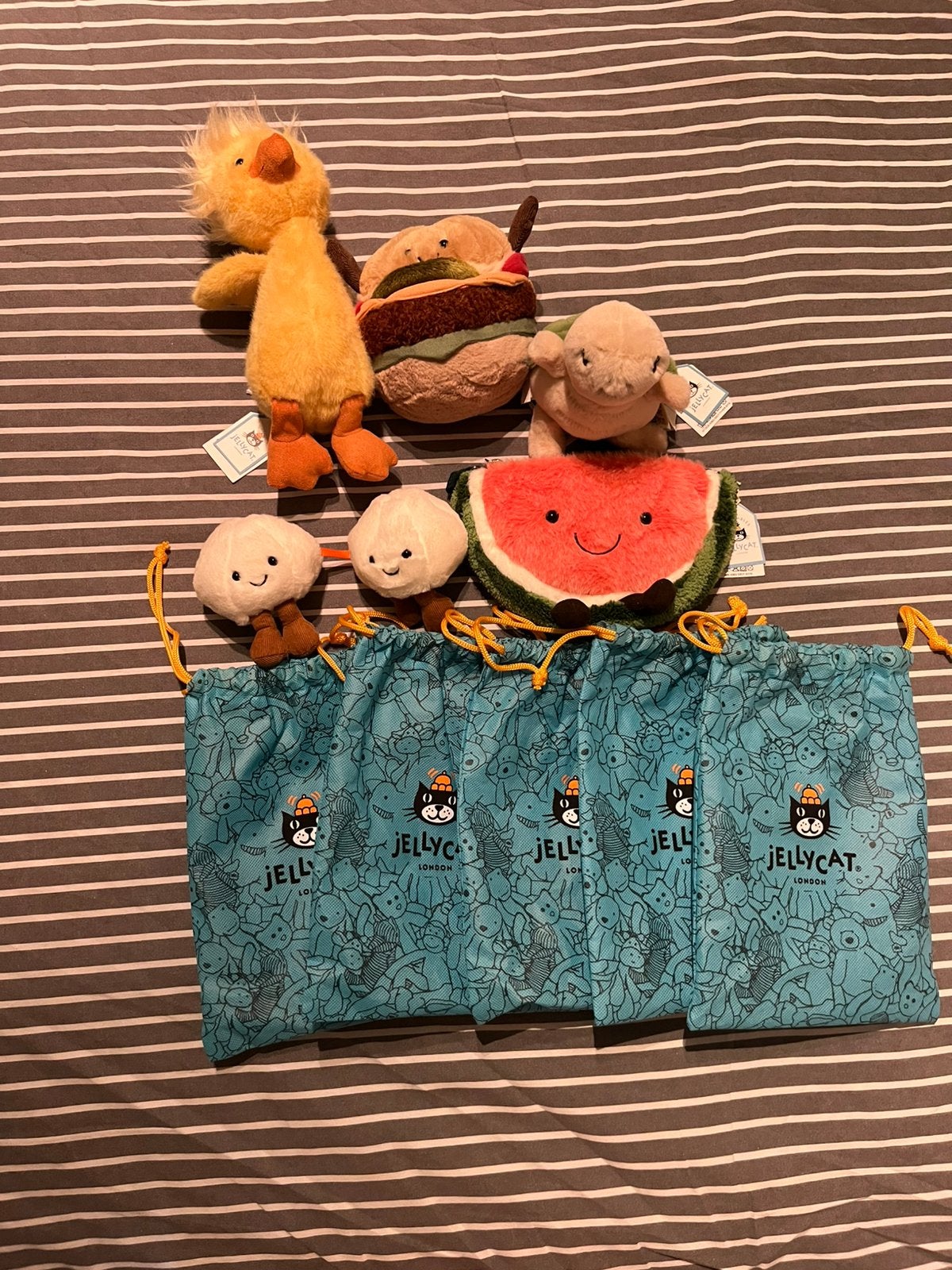 Jellycat-turtle-watermelon-burger-garlic-duck, Ophalen of Verzenden, Zo goed als nieuw, Jellycat