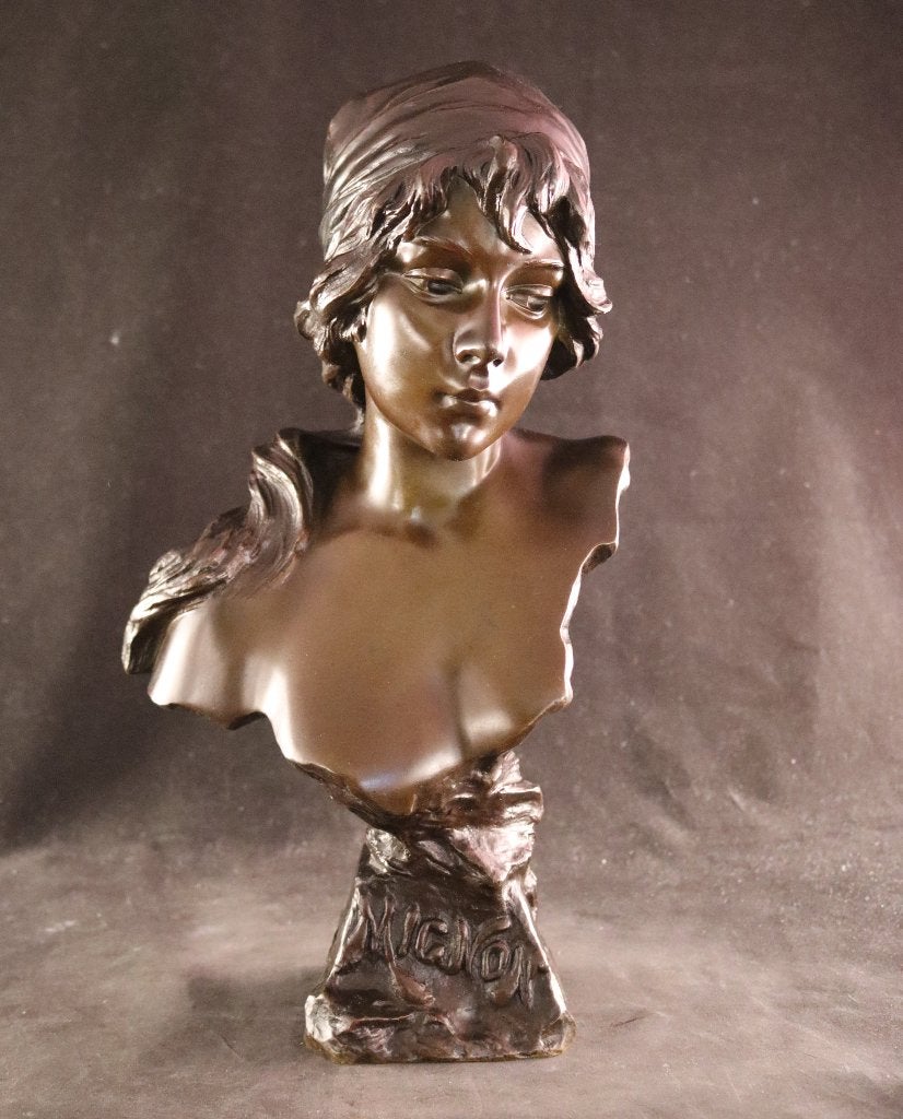 Bronzen buste Emmanuel Villanis, Antiek en Kunst, Kunst | Beelden en Houtsnijwerken, Buste, Art nouveau, Ophalen of Verzenden