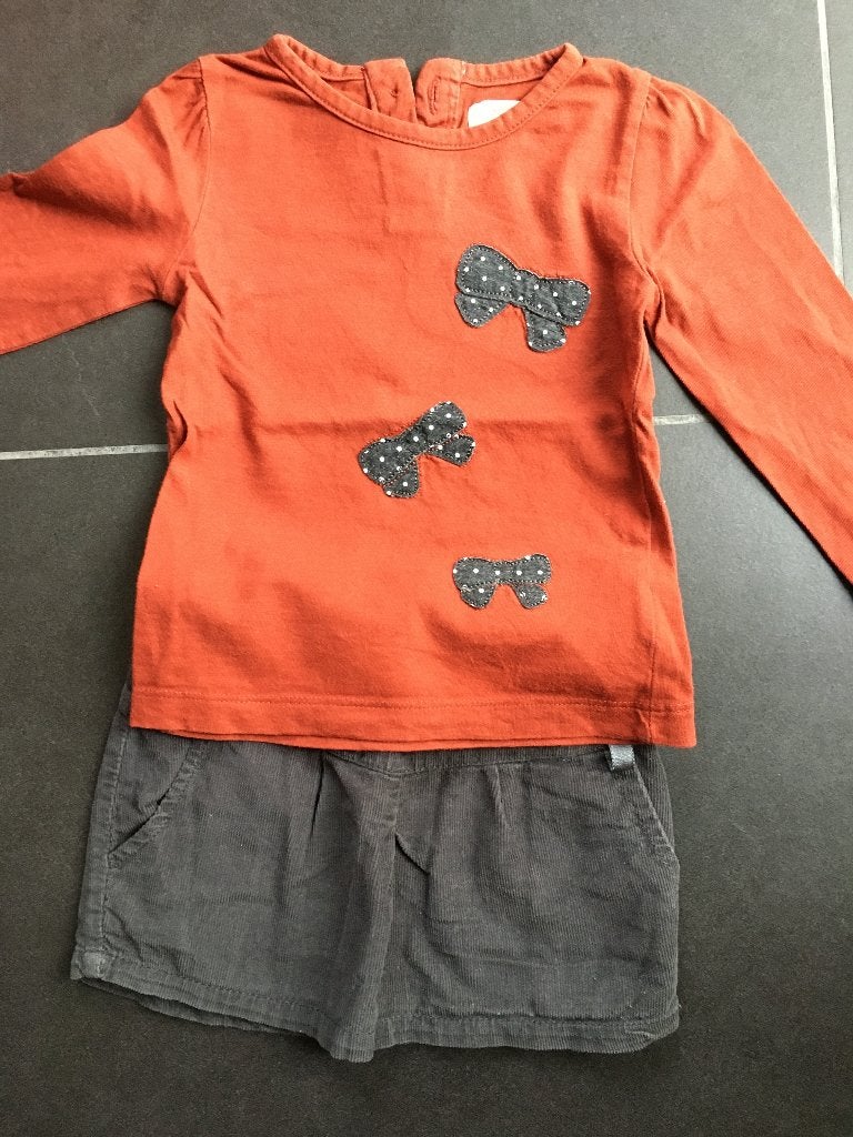 Rokje grijs met t-shirt maat 86 (18mnd), Enfants & Bébés, Enlèvement ou Envoi, Ensemble, Comme neuf, Premaman