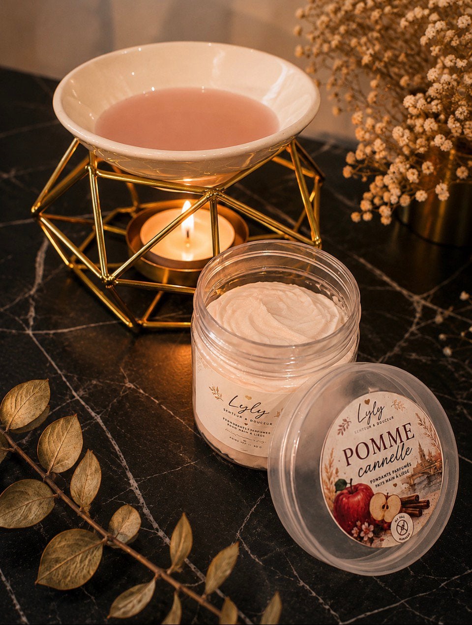 Fondant parfumé Pomme Cannelle chantilly 50g, Enlèvement ou Envoi, Bougie, Cire, Neuf
