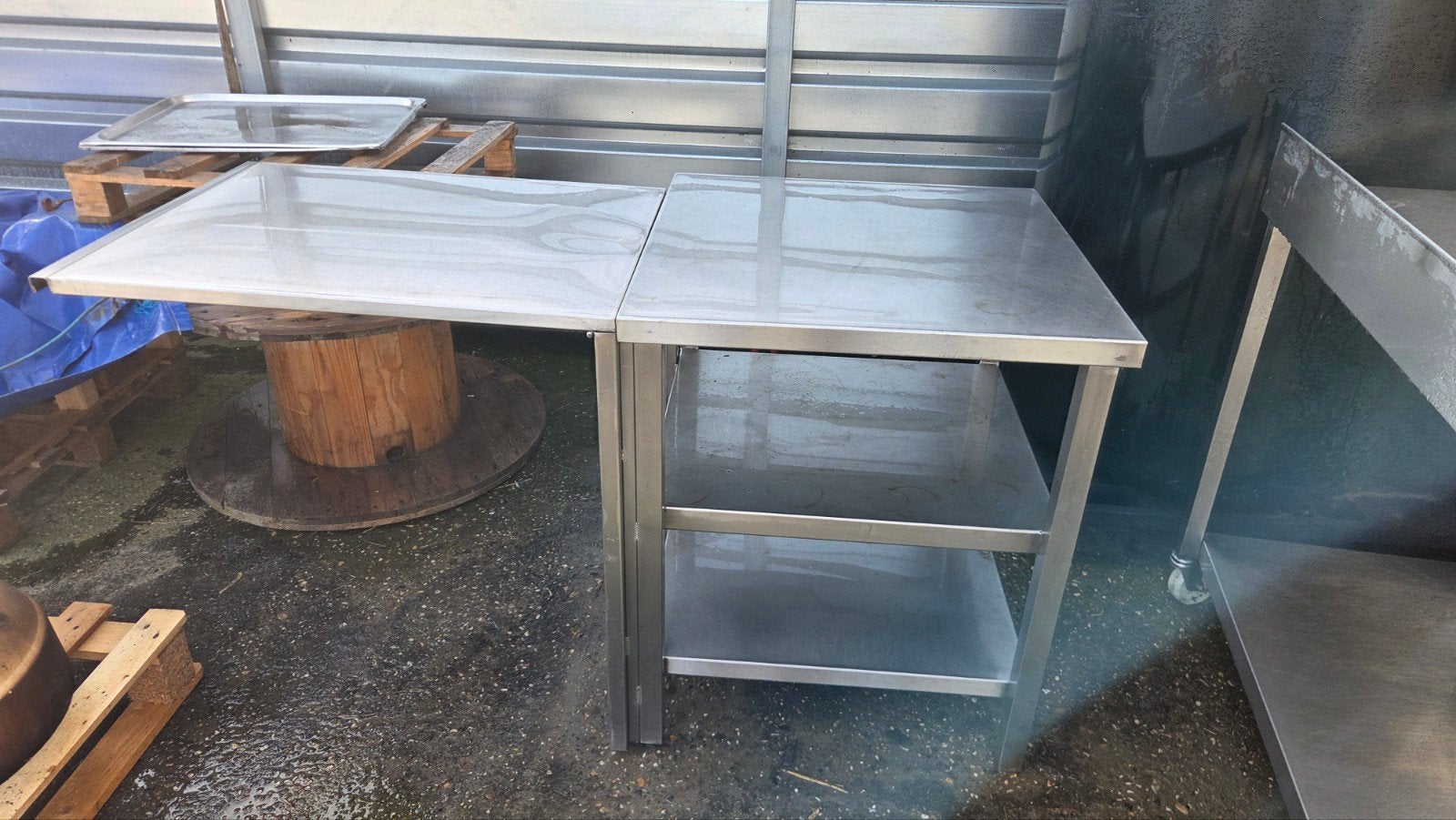 inox horeca tafeltje blad 700x700  met uitschuifbaar zijblad, Ophalen