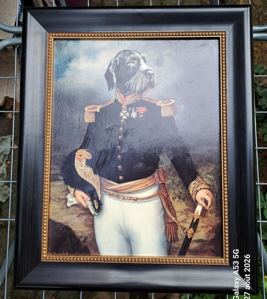 Tableau Poncelet Chien., Antiquités & Art, Enlèvement, Autres styles, Autres techniques, Animaux
