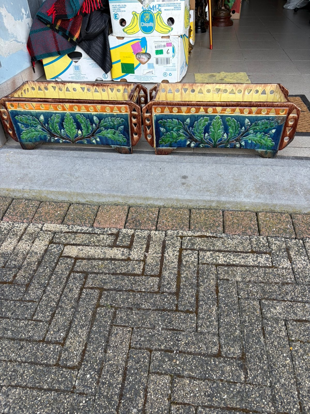 2 grote bloembakken vlaams aardewerk, Antiek en Kunst, Antiek | Keramiek en Aardewerk, Ophalen