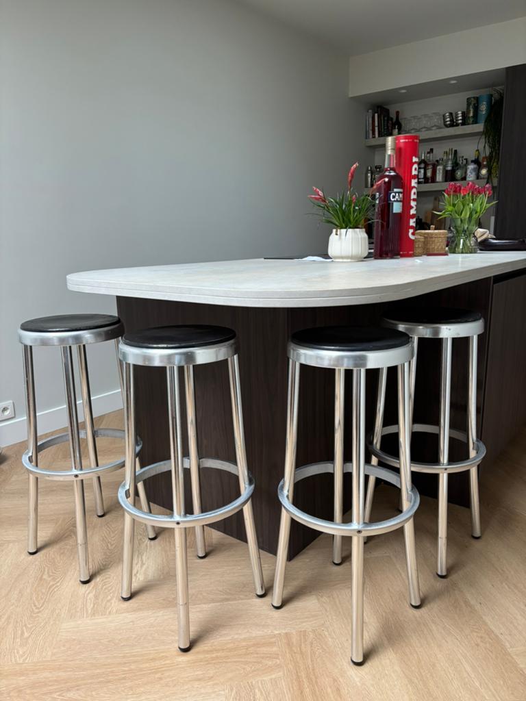Vintage bar krukken - metalic, Ophalen, Zo goed als nieuw