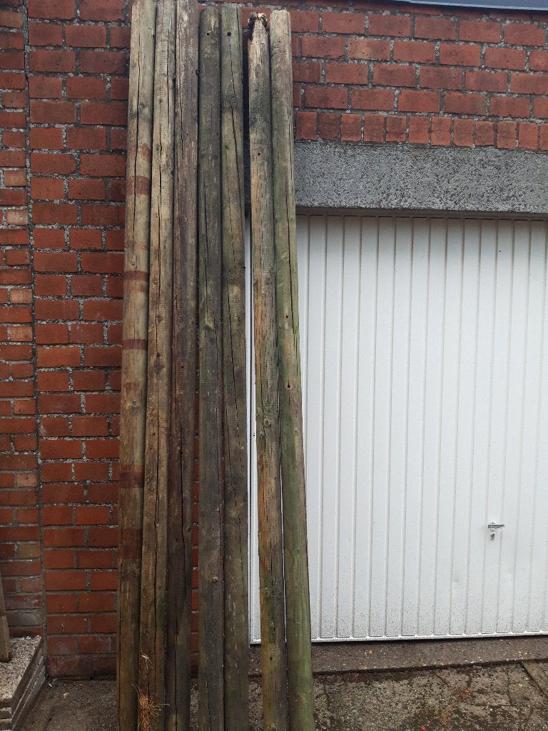 7 geimpregneerde houten palen, Tuin en Terras, Ophalen, Gebruikt, 250 cm of meer, Palen