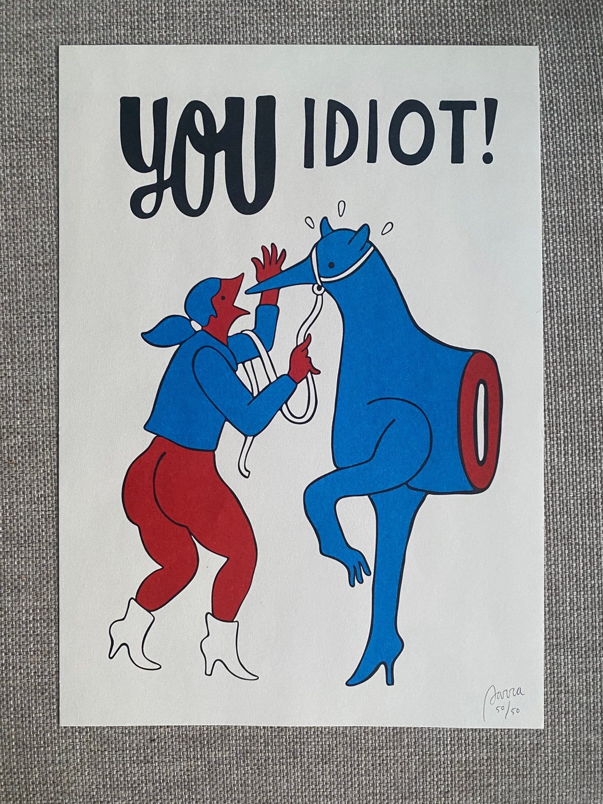Tirage original de Piet Parra « You Idiot » de 2009., Édition limitée, Enlèvement, Autre technique