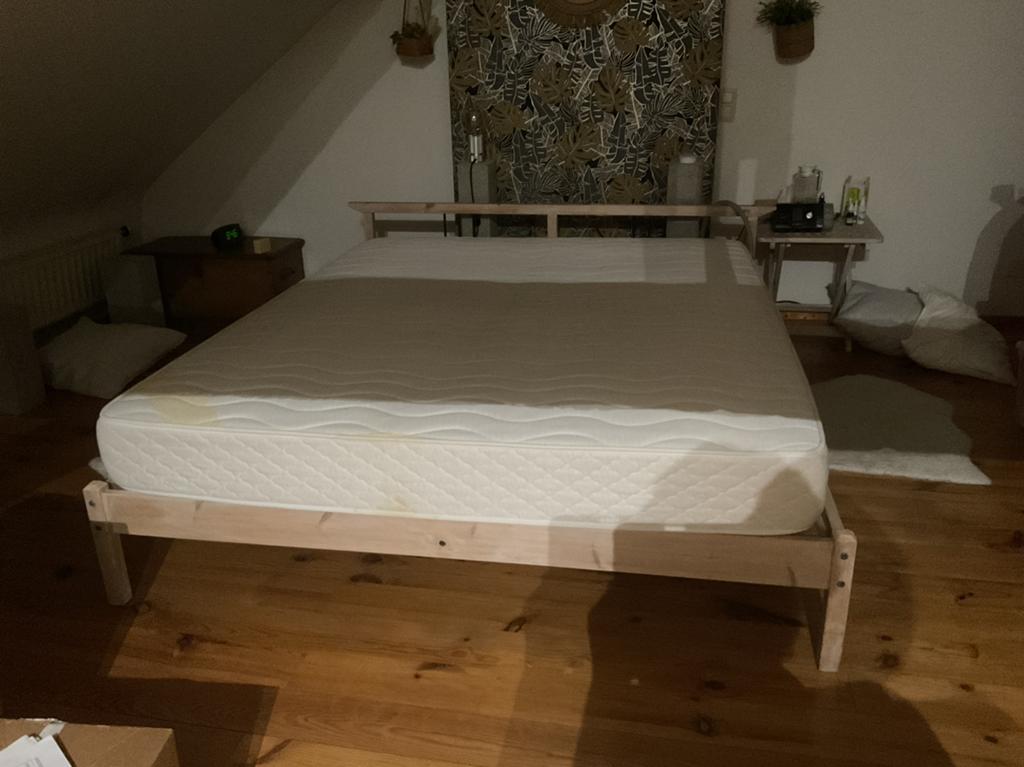 Lit, Enlèvement, Utilisé, Bois, Deux personnes