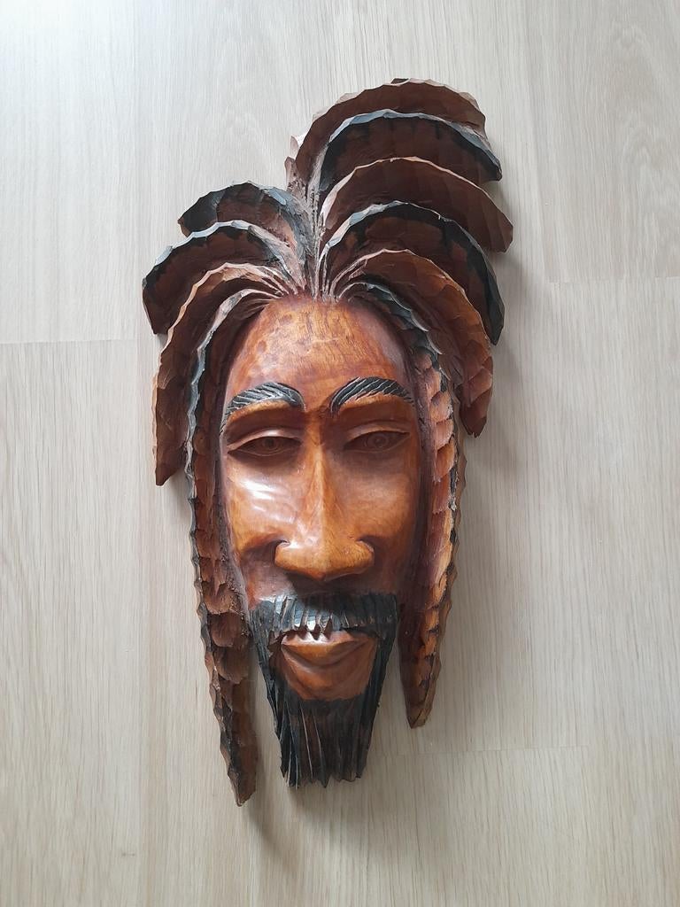 Grande Figurine en bois sculpté Rasta., Ophalen