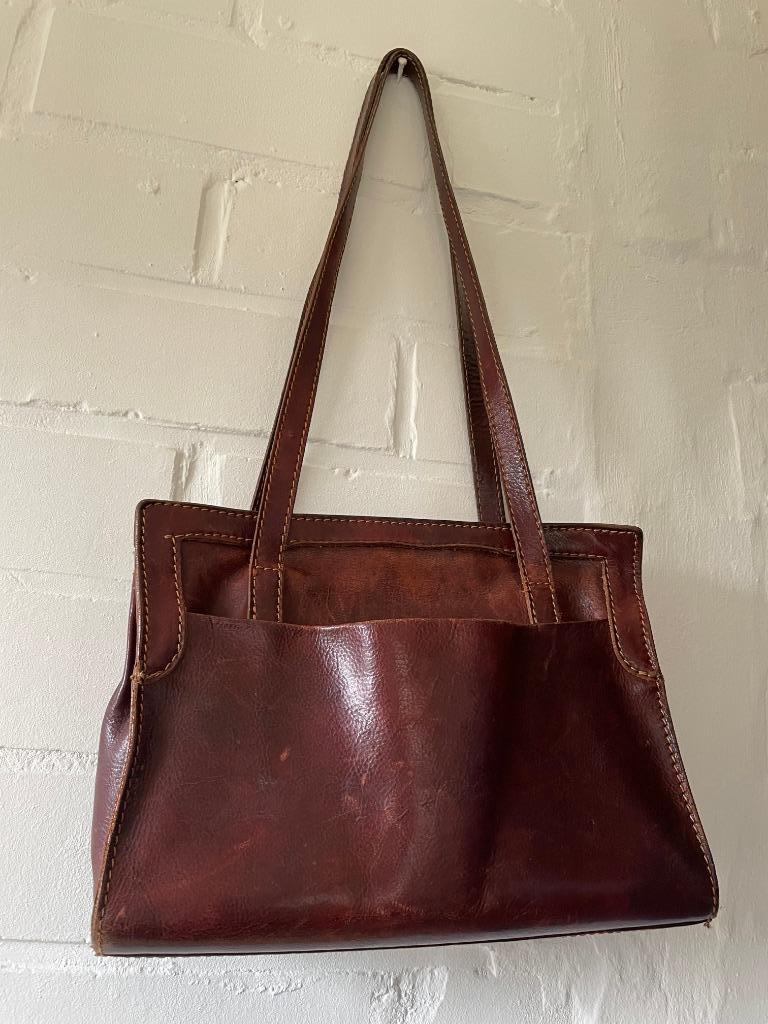 Sac bandoulière  en cuir, Enlèvement, Utilisé, Brun, Cuir