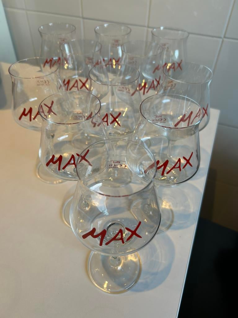 11 Kriek Max glazen, Verzamelen, Ophalen of Verzenden, Zo goed als nieuw