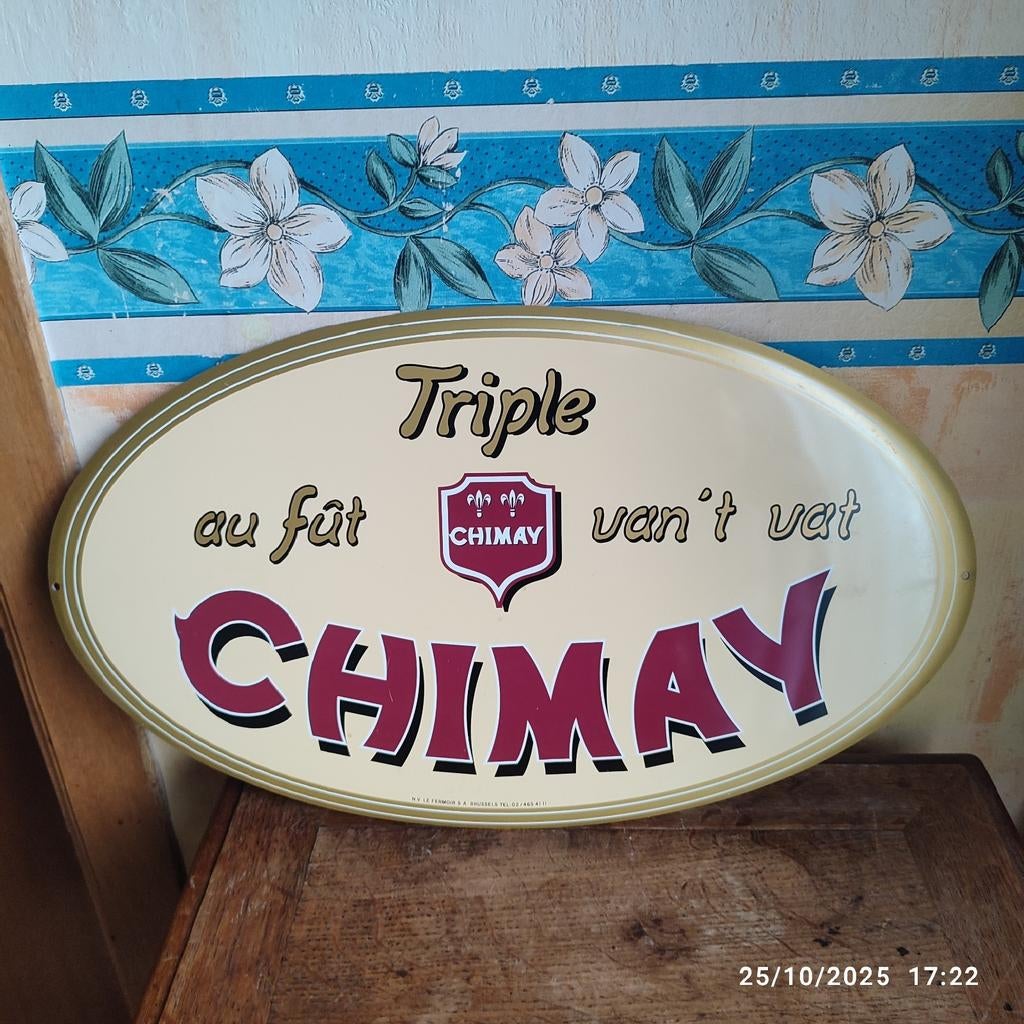 Plaque en métal .
Bière TRIPLE CHIMAY AU FÛT ., Enlèvement ou Envoi, Utilisé, Panneau, Plaque ou Plaquette publicitaire, Autres marques