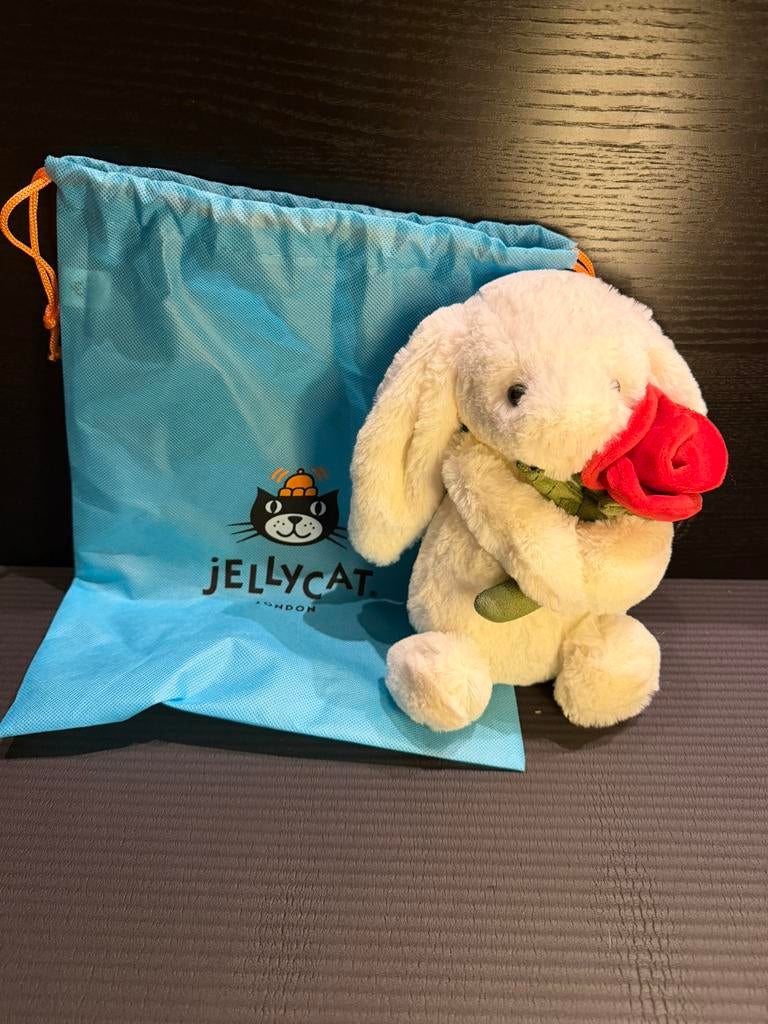 Jellycat Cream bunny with rose, Verzenden, Nieuw, Beer