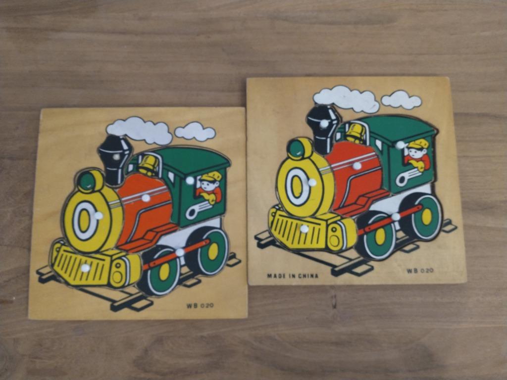 Retro puzzel WB020 - trein locomotief - 2 stuks, Kinderen en Baby's, Speelgoed | Kinderpuzzels, Ophalen of Verzenden, Minder dan 10 stukjes