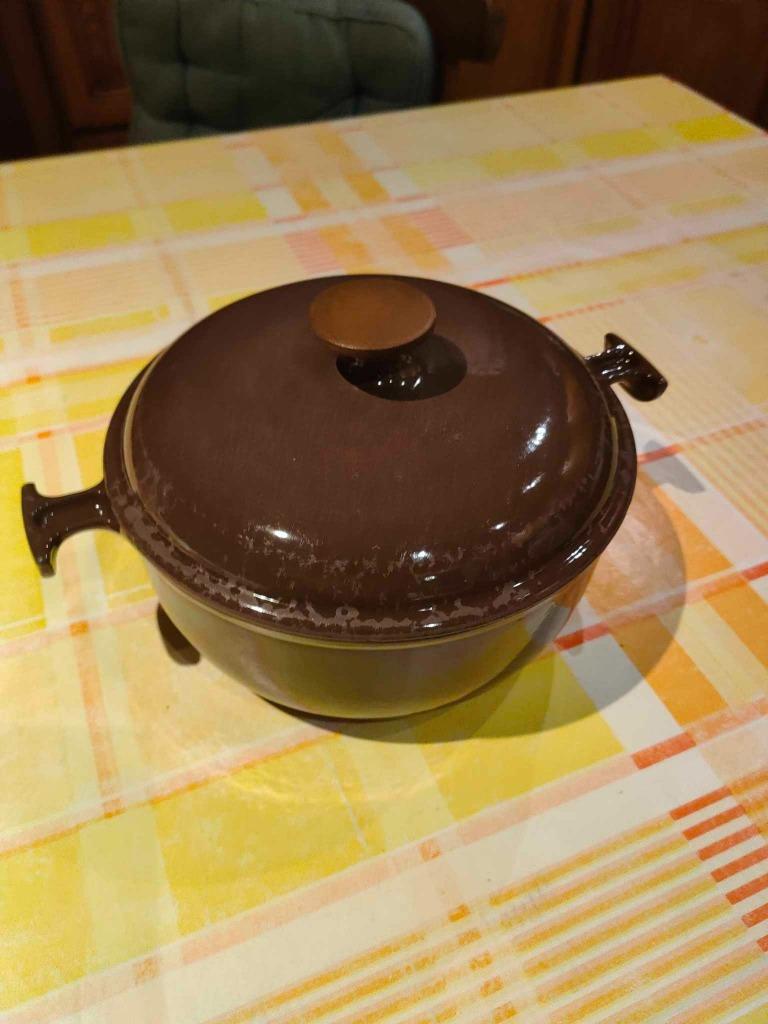 Le Creuset No. 20 bruine gietijzeren braadpan, Ophalen of Verzenden, Gebruikt, Gietijzer, Pot, Bus of Blik