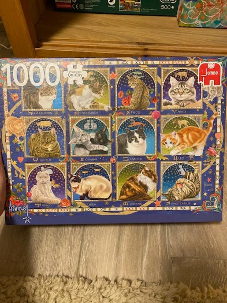 Puzzle d'horoscope pour chats de la collection Jumbo Premium, Enlèvement ou Envoi, 500 à 1500 pièces, Comme neuf, Puzzle