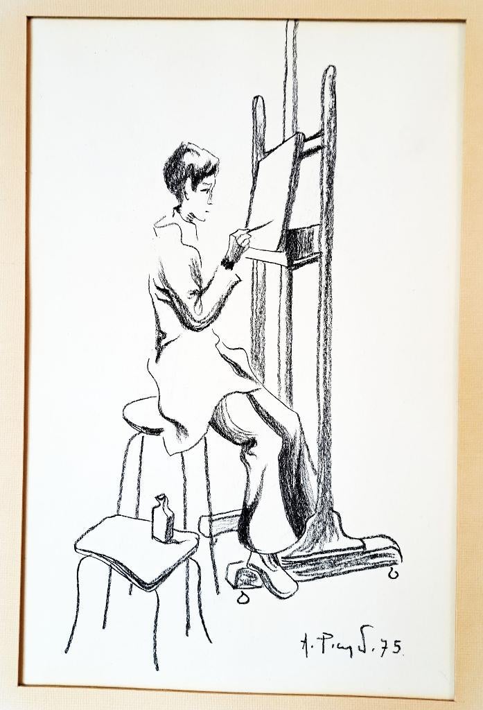 Dessin original de André Pierret intitulé "Le Jeune Artiste", Enlèvement ou Envoi