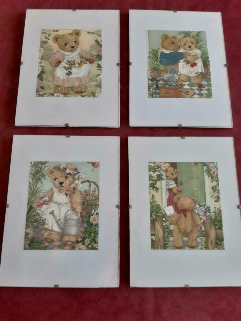 4 kadertjes met prenten beertjes, Overige materialen, Minder dan 50 cm, Gebruikt, Ophalen of Verzenden