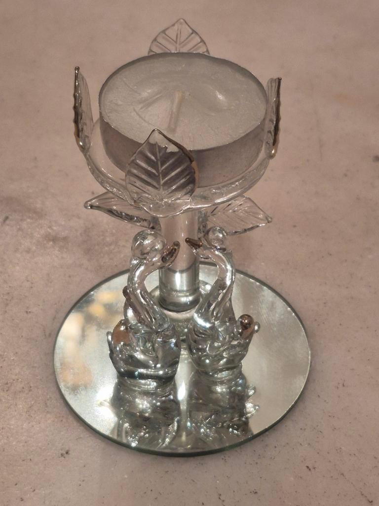 Porte bougie en verre soufflé en parfait état avec bougie., Antiquités & Art, Enlèvement