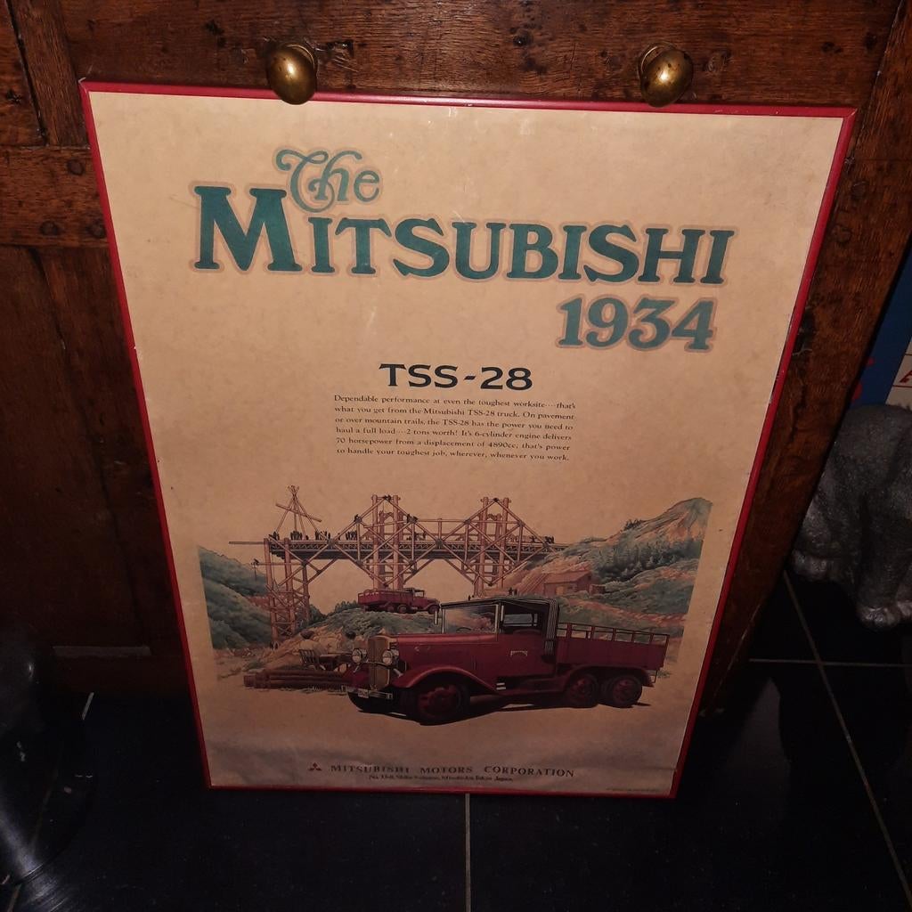 Affiche d'un vieux camion Mitsubishi 50 x 70., Enlèvement, Utilisé