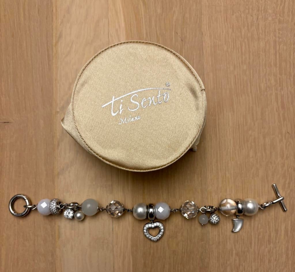 Zilveren armband van Ti Sento, Bijoux, Sacs & Beauté, Enlèvement ou Envoi, Comme neuf, Argent, Avec strass