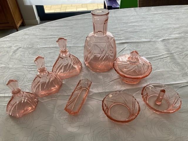 Vintage glazen lavabo toiletset, Antiek en Kunst, Ophalen