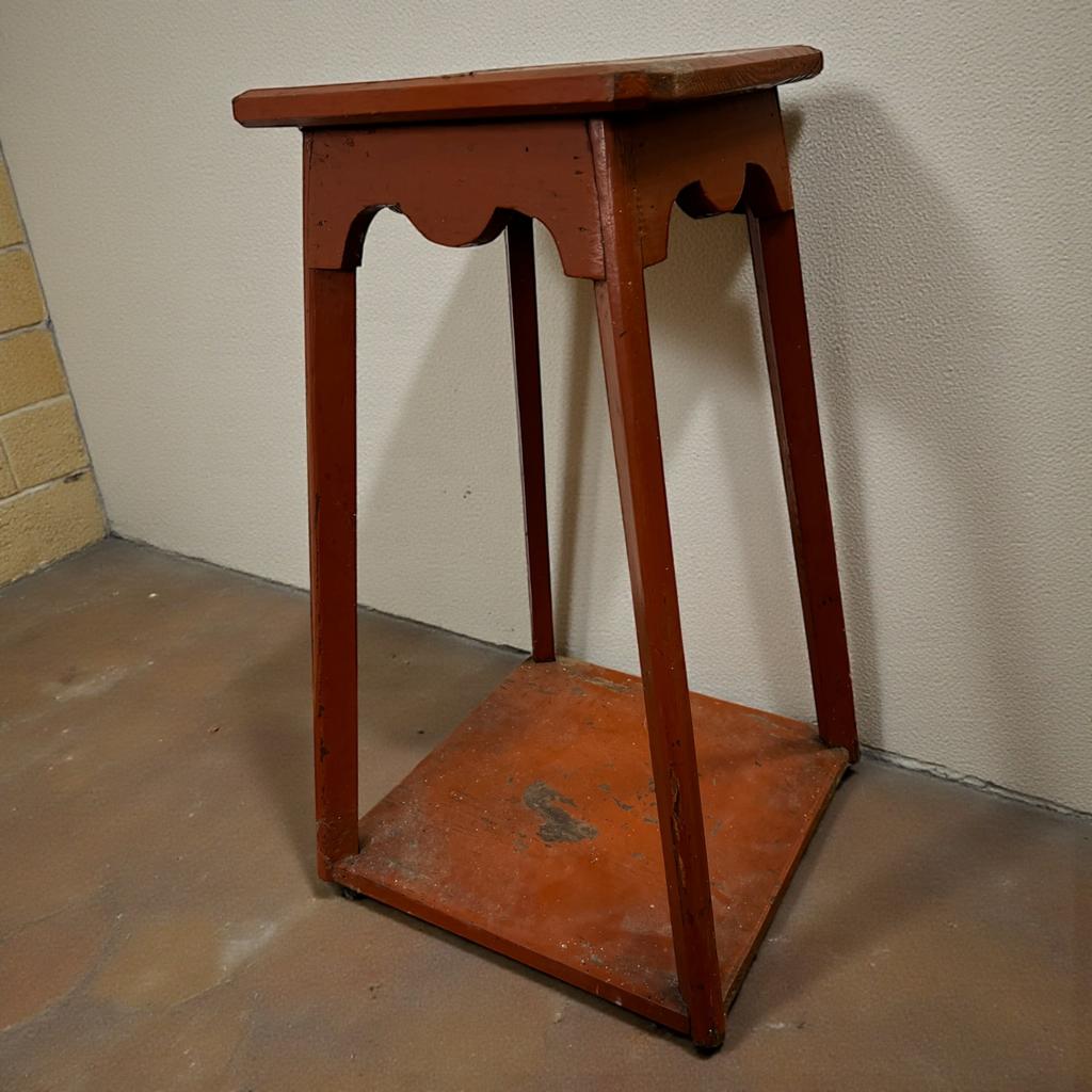 Vintage oranje houten bijzettafel / plantentafel / kruk, Ophalen of Verzenden