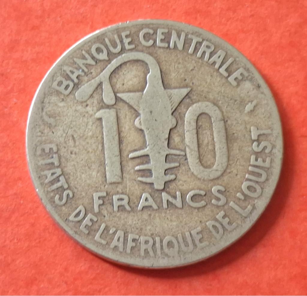 Munt van de West-Afrikaanse Monetaire Unie - 10 frank E, Verzenden, Zuid-Afrika, Losse munt