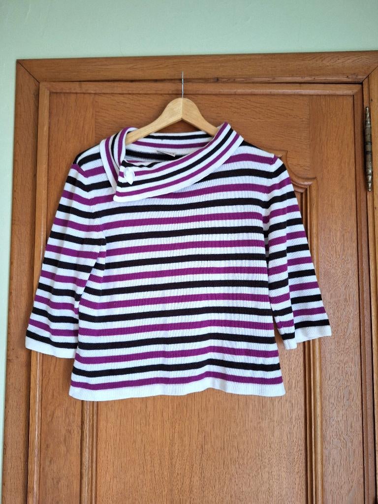 Blouse MINUET tons roses/gris/blanc Taille 40, Kleding | Dames, Maat 38/40 (M), Overige kleuren, Ophalen of Verzenden, Gedragen