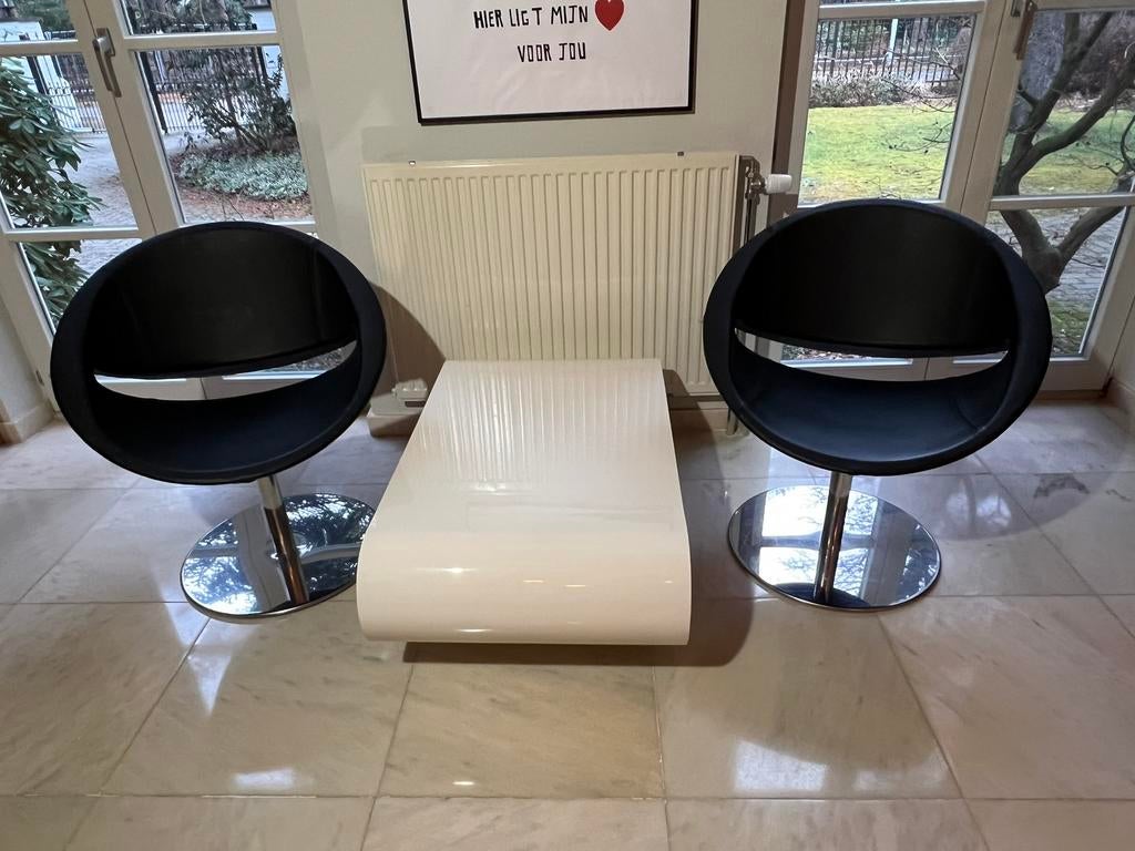 Mibra Lederen Kantoormeubelen Set, Huis en Inrichting, Stoelen, Ophalen, Twee, Zwart, Leer