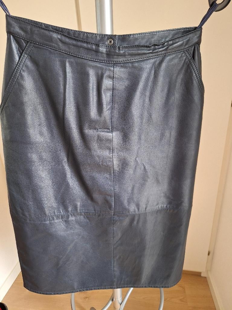 leren rok, Kleding | Dames, Rokken, Blauw, Gedragen, Onder de knie, Ophalen