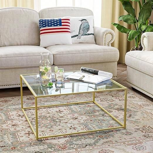 table basse | doré | verre | LIVRAISON GRATUITE, Neuf, -, -, HUHOTE