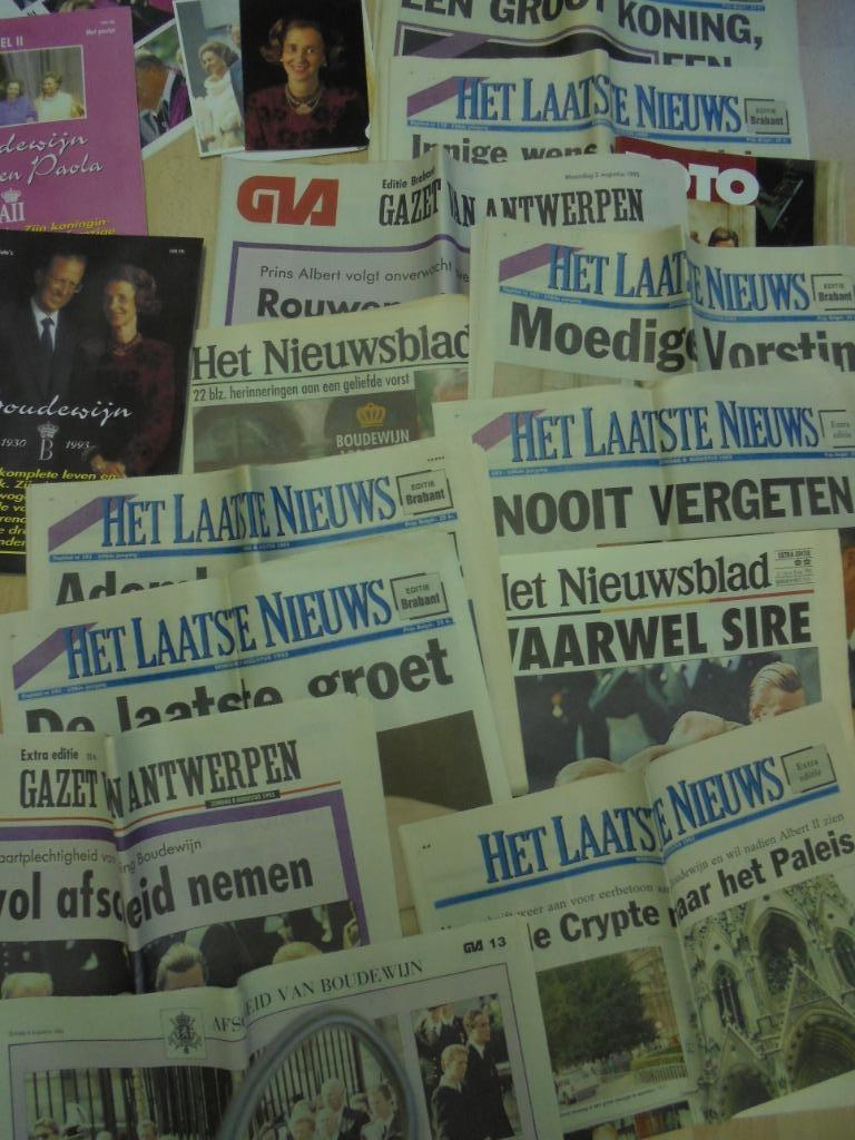 kranten en boekjes overlijden Koning Boudewijn (Koningshuis), Enlèvement, 20e siècle ou après, Utilisé