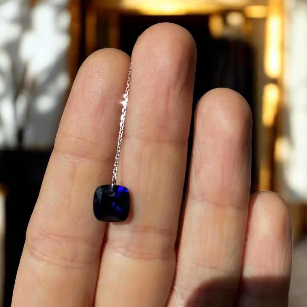 Oorbellen 18k wit goud, Hangers, Blauw, Ophalen of Verzenden, Zo goed als nieuw