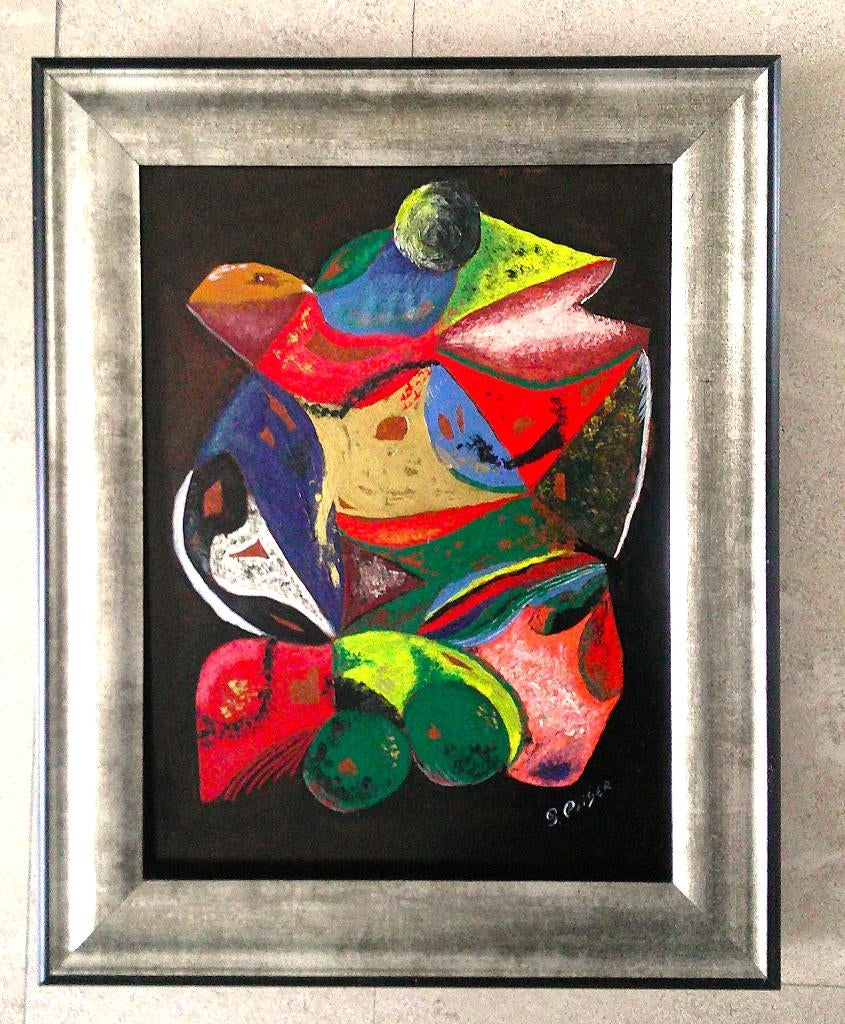 kleurrijke compositie ca. 1980 - Gerda Peiser, Antiek en Kunst, Ophalen of Verzenden