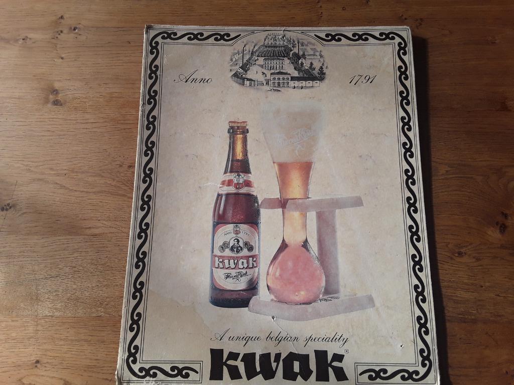 Oude, originele pancarte van "Kwak bier" om op te hangen, Verzamelen, Posters, Ophalen of Verzenden