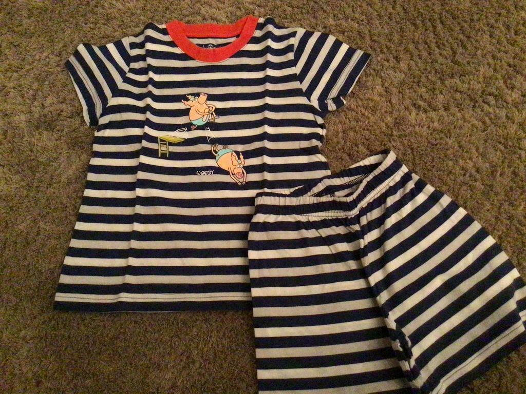 Blauw wit gestreepte  pyjama Woody 4 jaar, nieuwstaat, Kinderen en Baby's, Nacht- of Onderkleding, Verzenden, Zo goed als nieuw