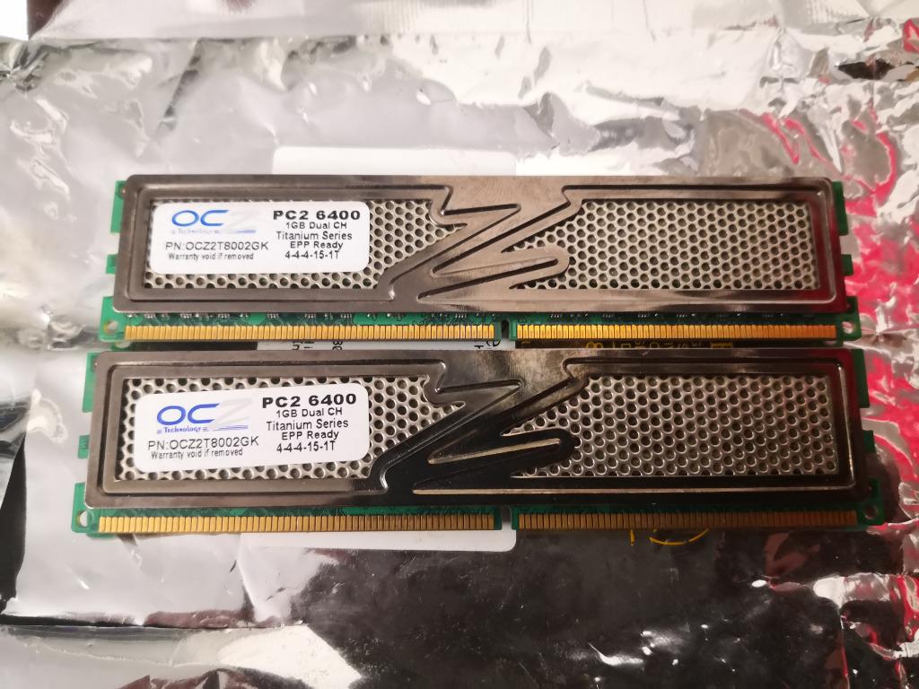 OCZ Titanium EPP-Ready OCZ2T8002GK 2*1gb PC2 6400, Computers en Software, RAM geheugen, Gebruikt, Ophalen of Verzenden, DDR, Desktop