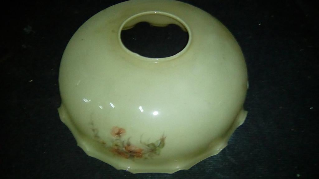 Ancien globe de lustre 40 cm motif fleuri en verre années 50, Antiquités & Art, Enlèvement