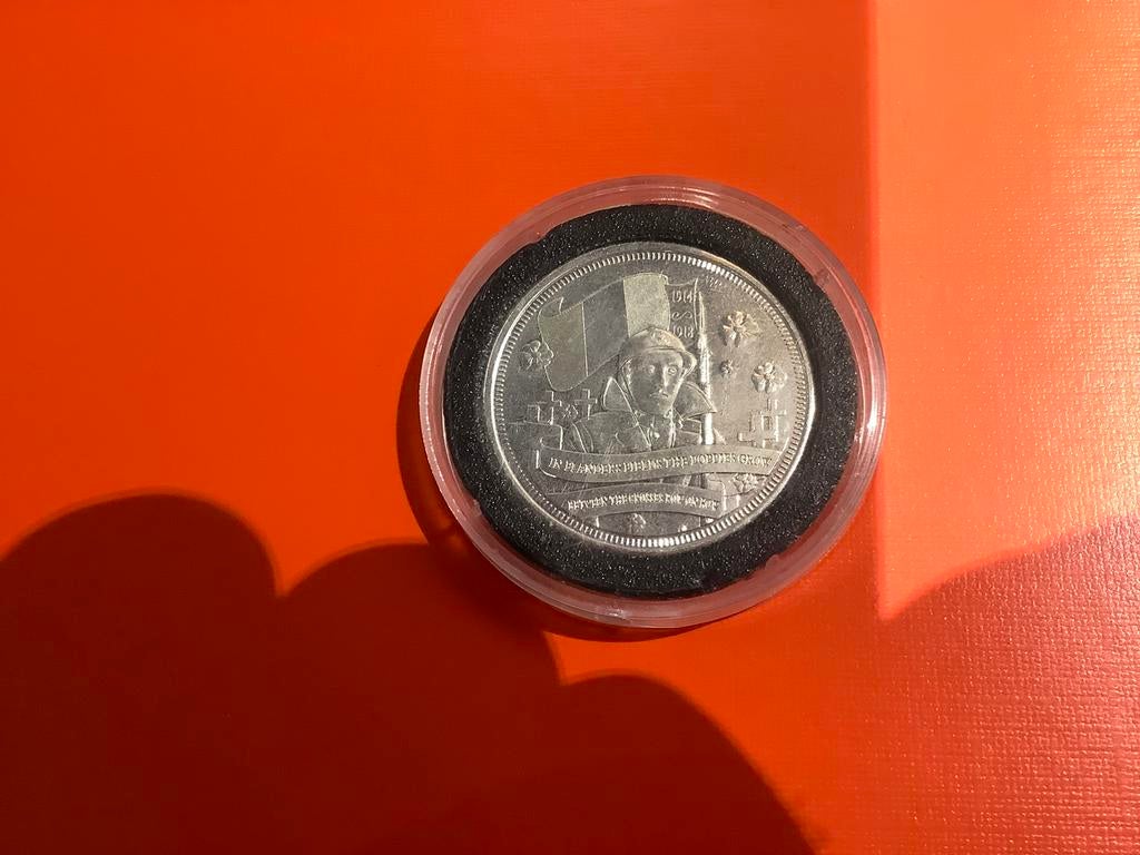 Munt, Eeuwfeest van de Grote Oorlog, In Flanders Fields, Ophalen, België, Losse munt, Zilver