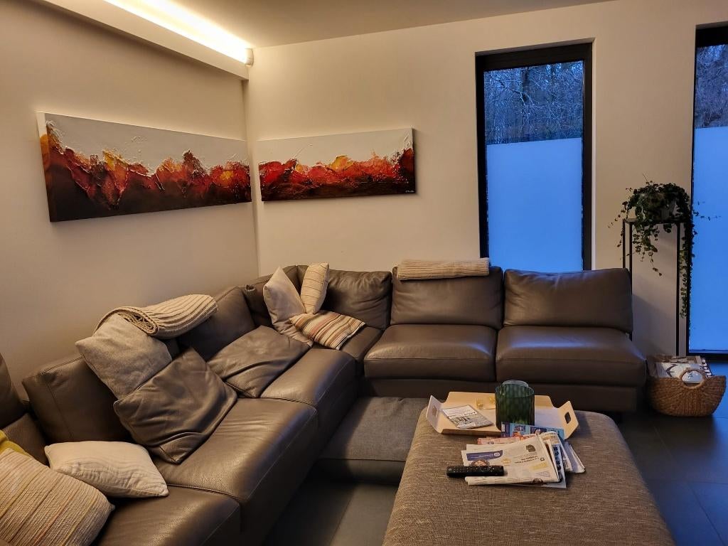 Salon Leder Zithoek, Huis en Inrichting, Ophalen, Zo goed als nieuw, Leer, Moderne stijl /Concept Flemish Tradition